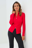 NOELLE SWEATER ZIP UP TOP IN ATOMIC RED