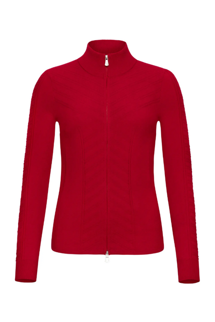 NOELLE SWEATER ZIP UP TOP IN ATOMIC RED