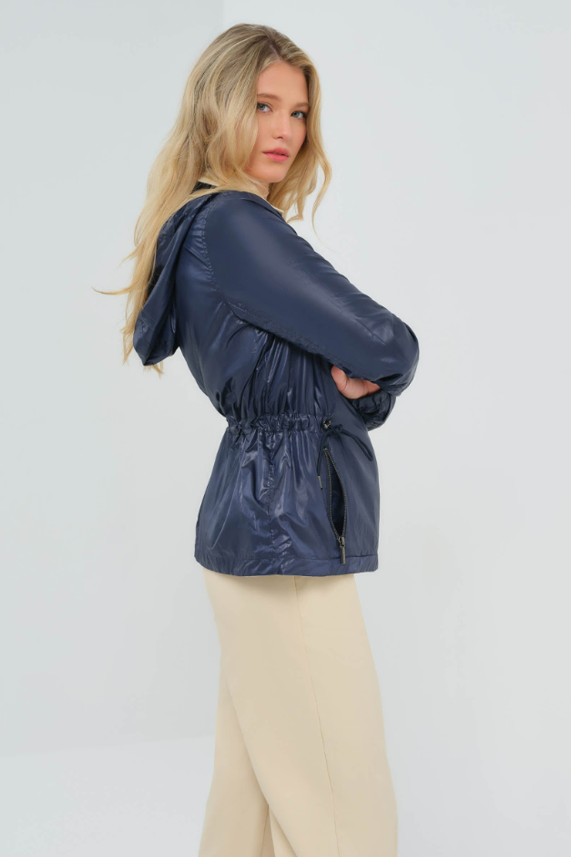 LEXIE PERFORMANCE COTTON AND NYLON REVERSIBLE TRENCH JACKET