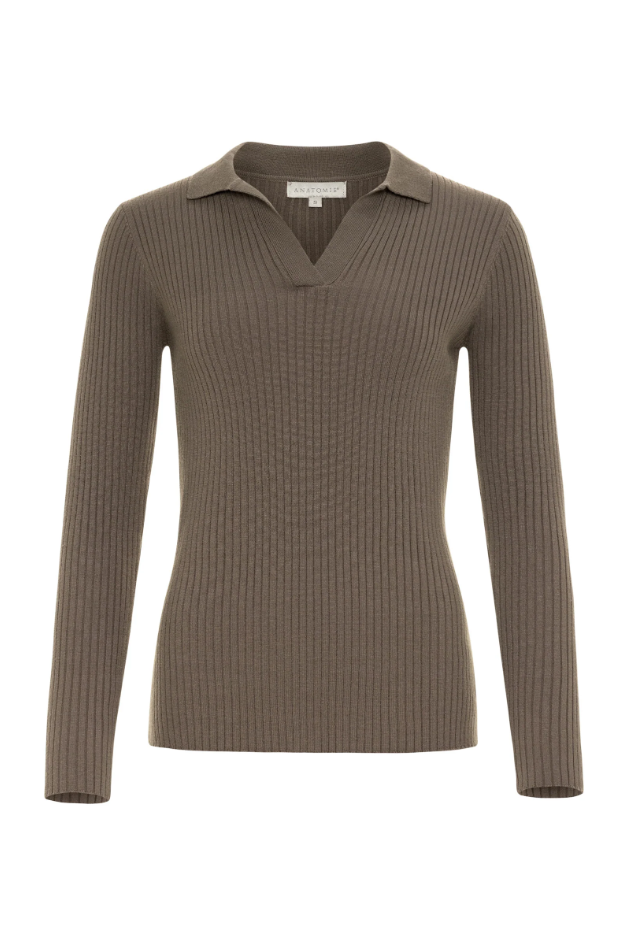 GEORGIE RIB SWEATER KNIT COLLARED TOP