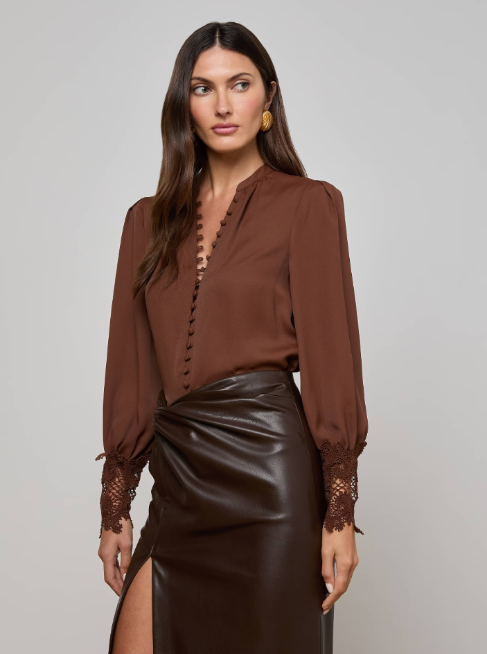 AVA BLOUSE IN HOT FUDGE