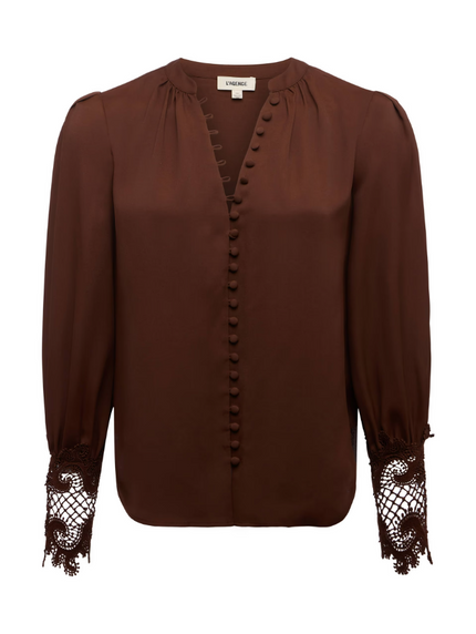 AVA BLOUSE IN HOT FUDGE