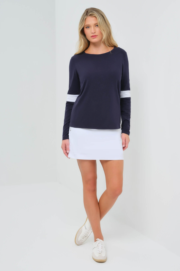 KENSLEY CONTRAST SLEEVE PIMA TOP