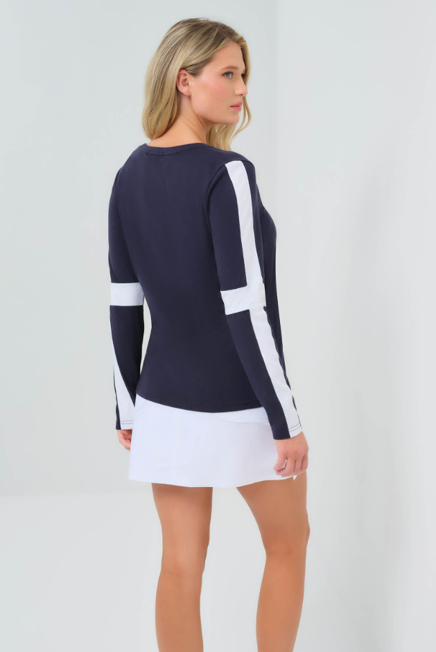 KENSLEY CONTRAST SLEEVE PIMA TOP