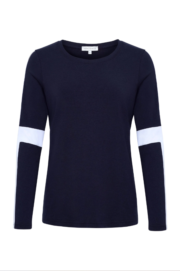 KENSLEY CONTRAST SLEEVE PIMA TOP