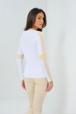 KENSLEY CONTRAST SLEEVE PIMA TOP