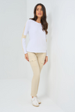 KENSLEY CONTRAST SLEEVE PIMA TOP