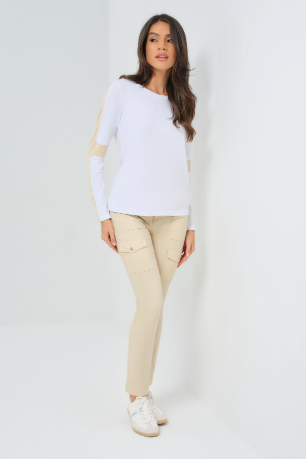 KENSLEY CONTRAST SLEEVE PIMA TOP