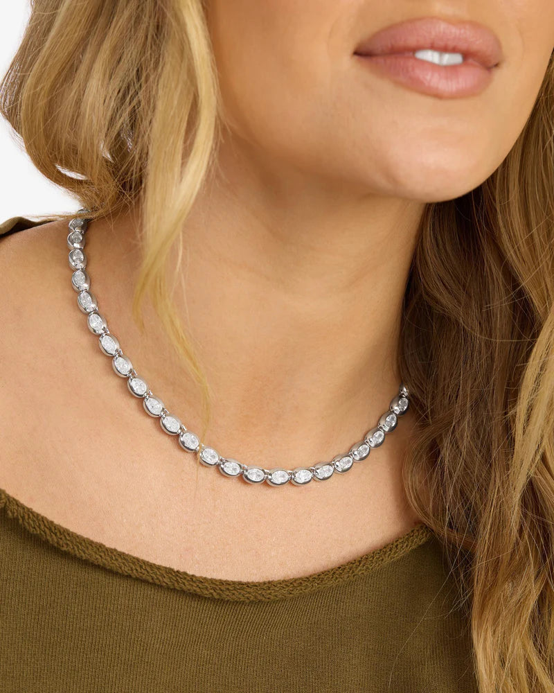 SHES A BOSS TENNIS NECKLACE 16IN IN SILVER