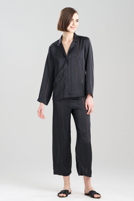 SHEER STRIPE JACQUARD NOTCH PJ