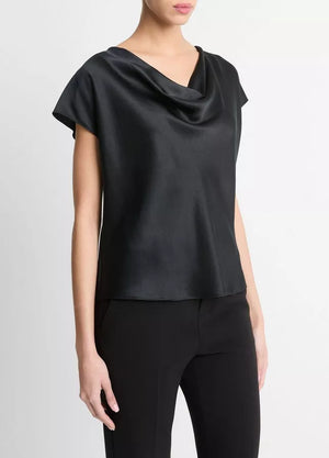 SILK COWL NECK BLOUSE