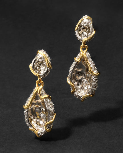 SOLANALES CRYSTAL PEBBLE DOUBLE DROP EARRING