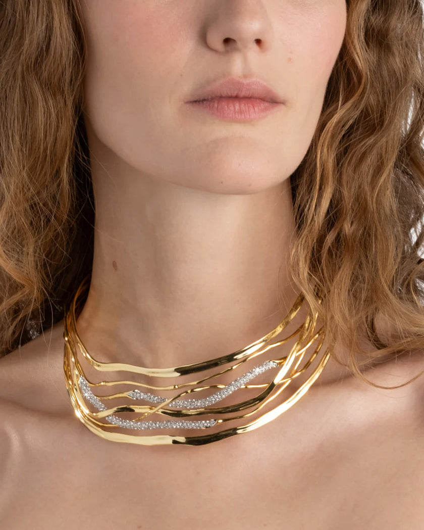 SOLANALES CRYSTAL WOVEN COLLAR NECKLACE
