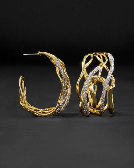 SOLANALES CRYSTAL WOVEN HOOP EARRING