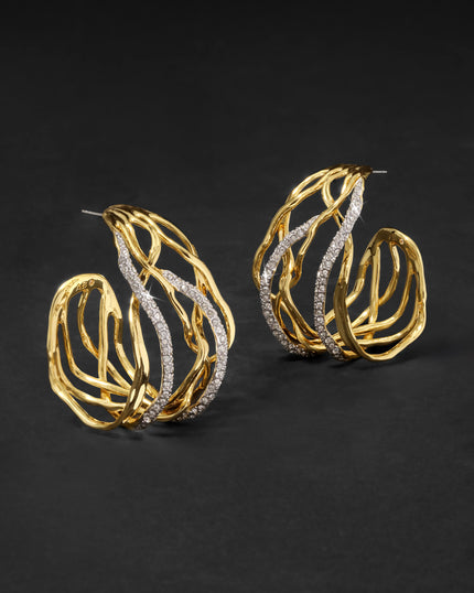 SOLANALES CRYSTAL WOVEN HOOP EARRING