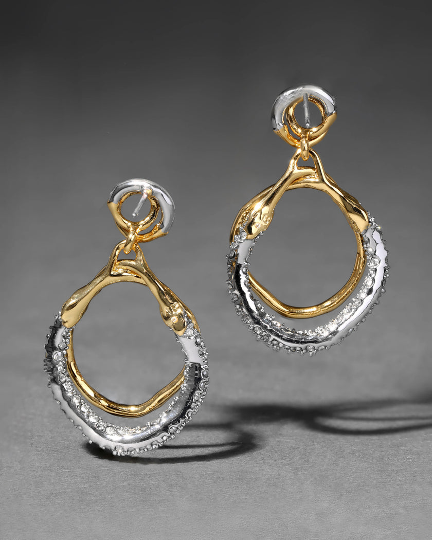SOLANALES GOLD CRYSTAL ORBIT DROP POST EARRING