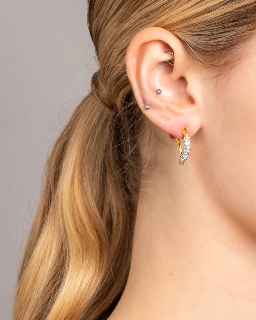 SOLANALES  CRYSTAL TWIST MINI HOOP EARRING