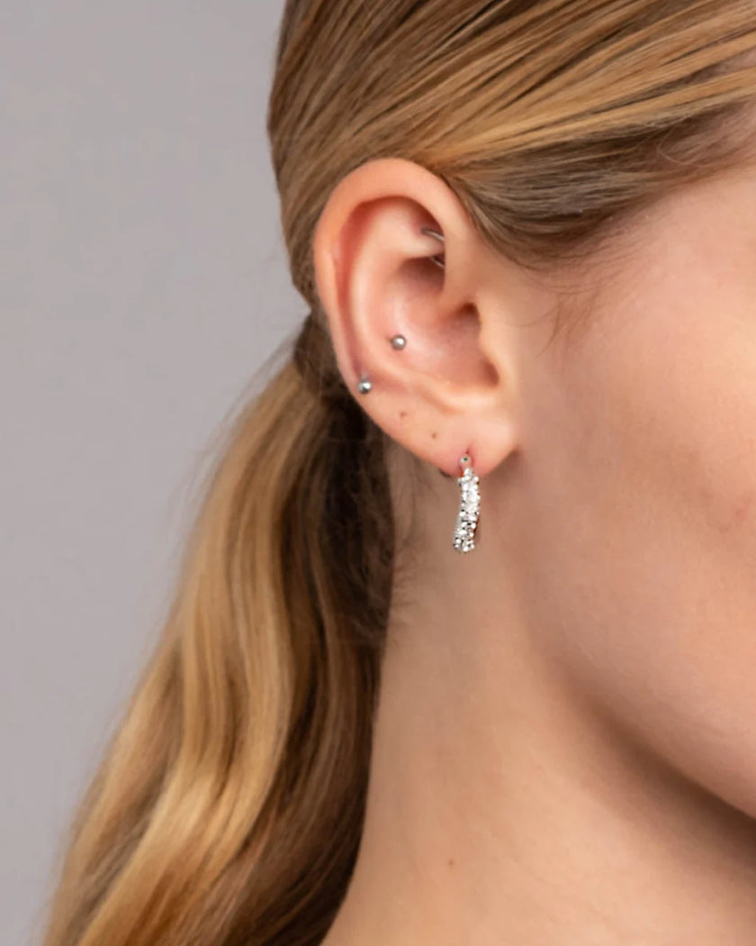 SOLANALES  CRYSTAL TWIST MINI HOOP EARRING