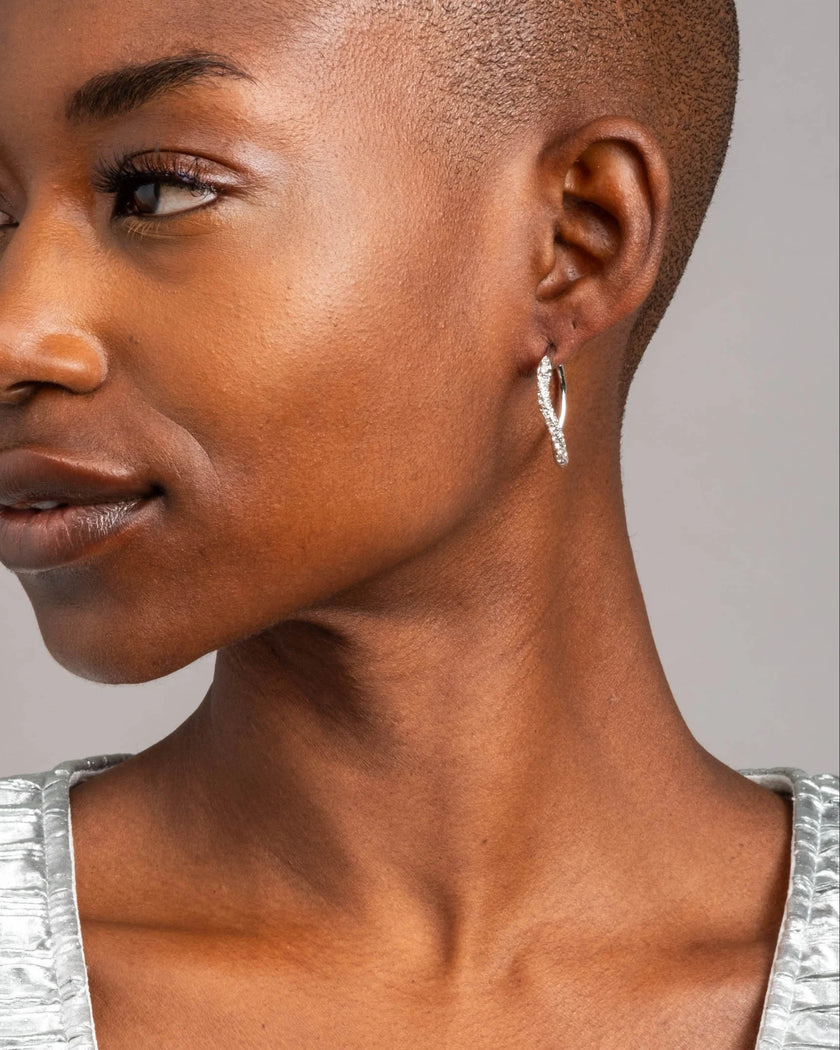 SOLANALES  CRYSTAL TWIST MINI HOOP EARRING