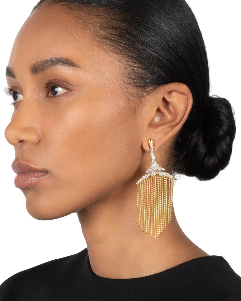 SOLANALES CRYSTAL FRINGE CHANDELIER  EARRING