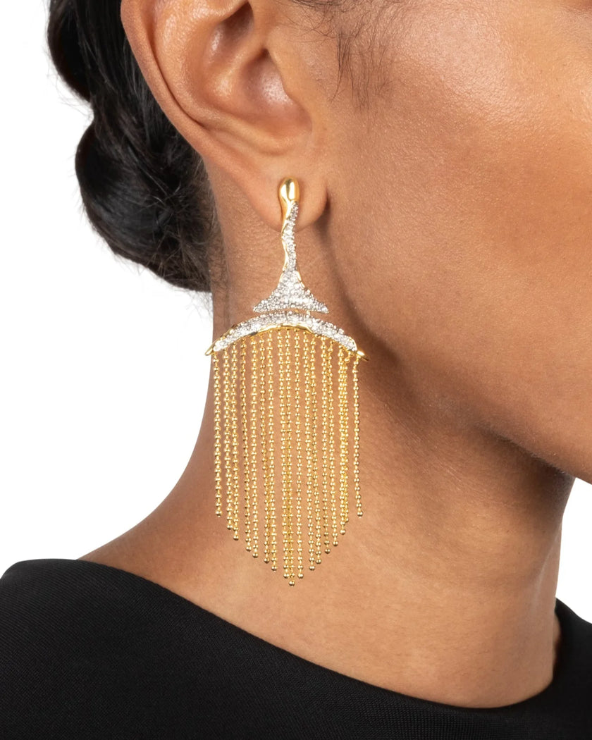 SOLANALES CRYSTAL FRINGE CHANDELIER  EARRING