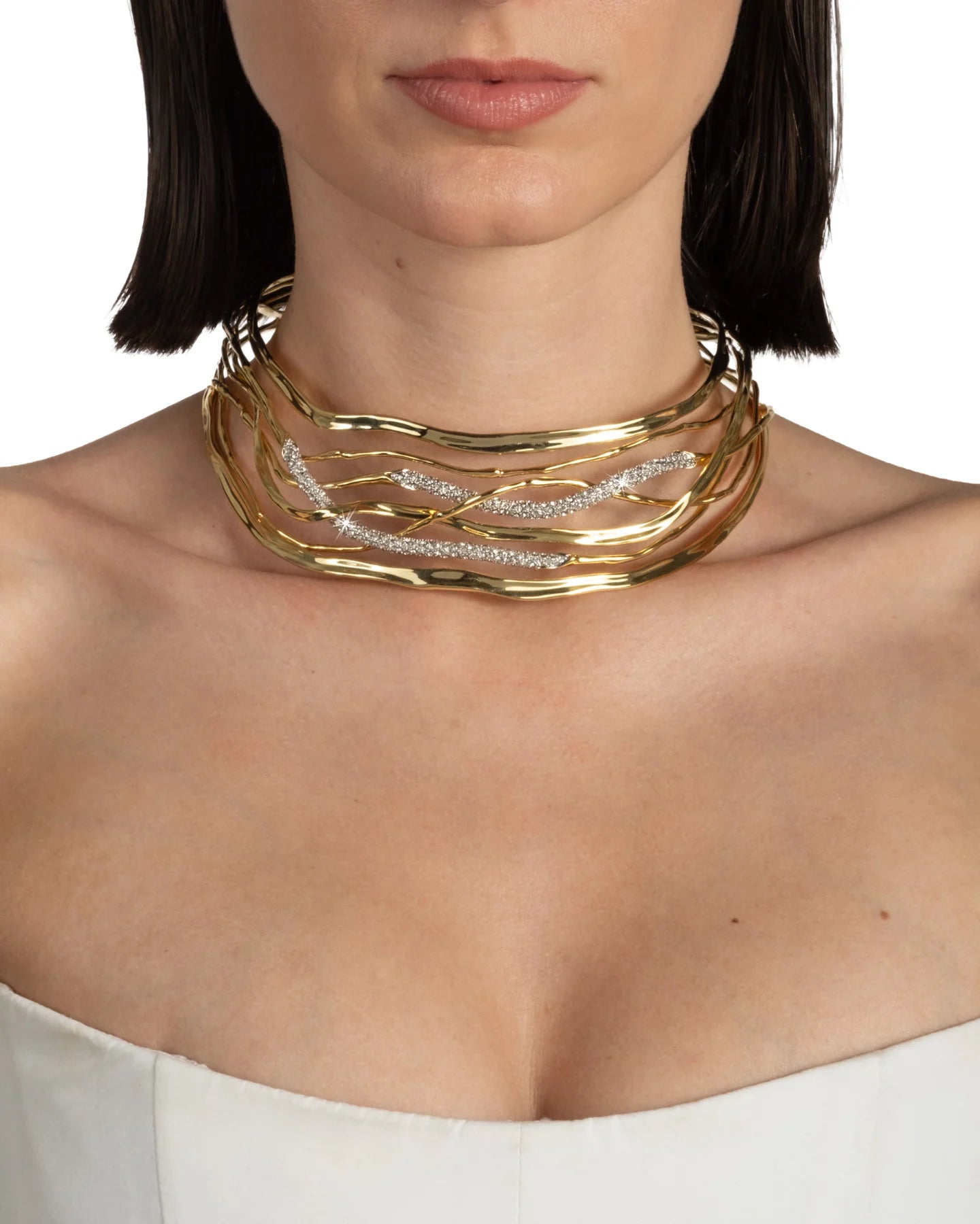 SOLANALES CRYSTAL WOVEN COLLAR NECKLACE