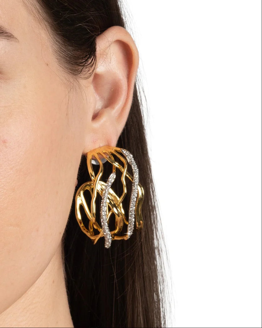 SOLANALES CRYSTAL WOVEN HOOP EARRING