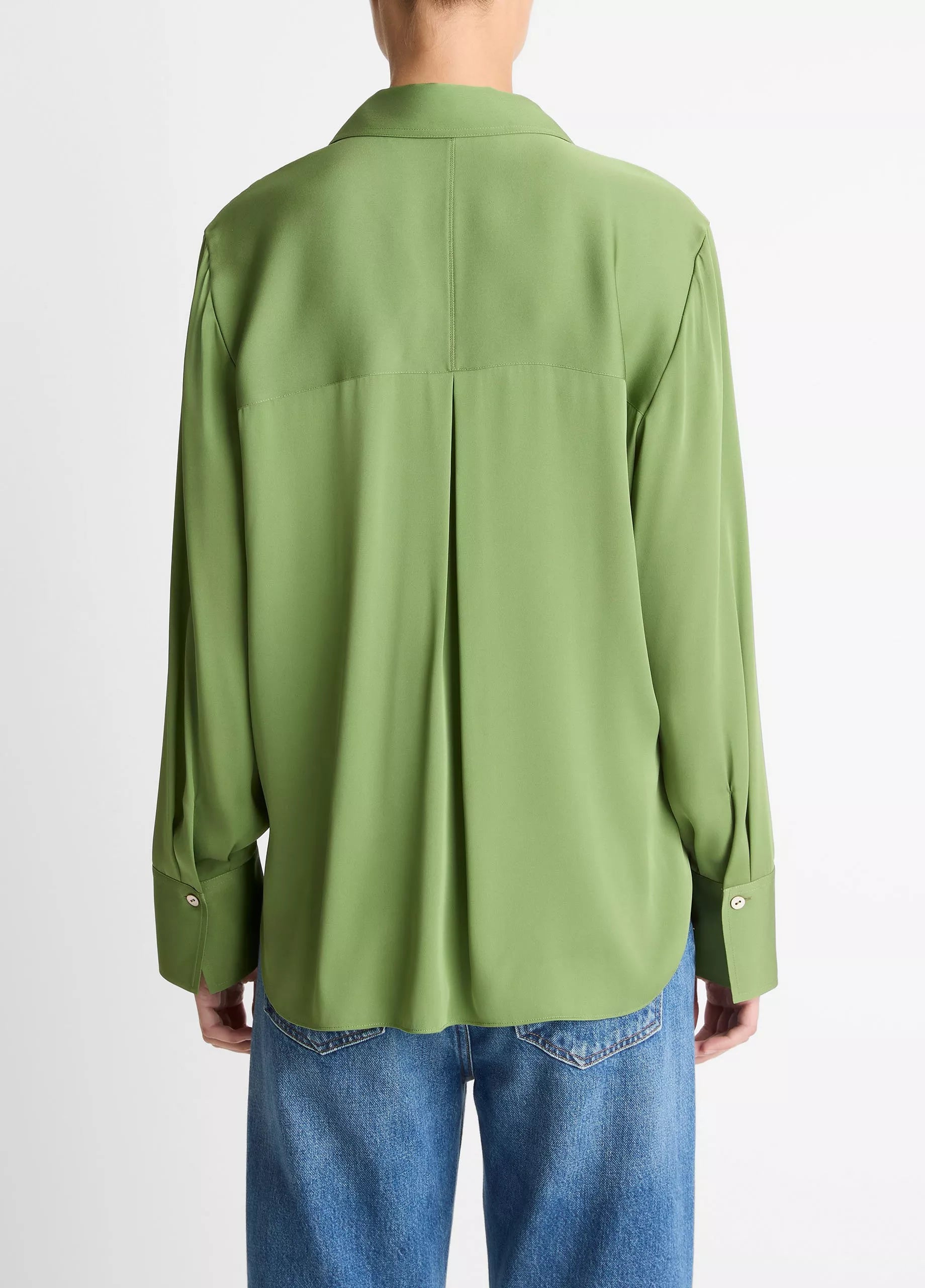 STRETCH SILK BUTTON FRONT BLOUSE