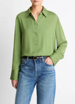 STRETCH SILK BUTTON FRONT BLOUSE
