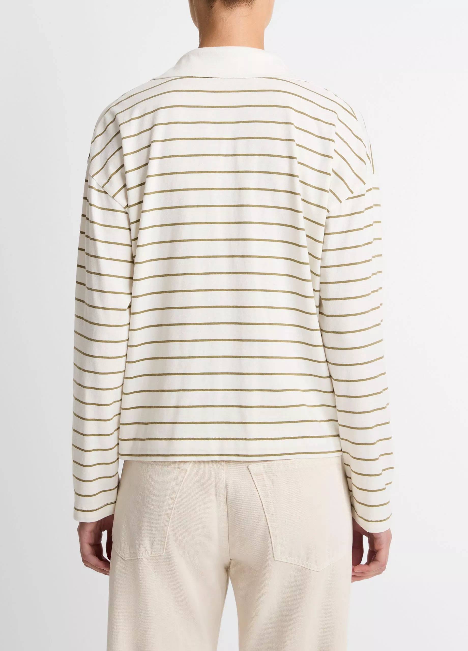 STRIPED COTTON LONG SLEEVE POLO SHIRT