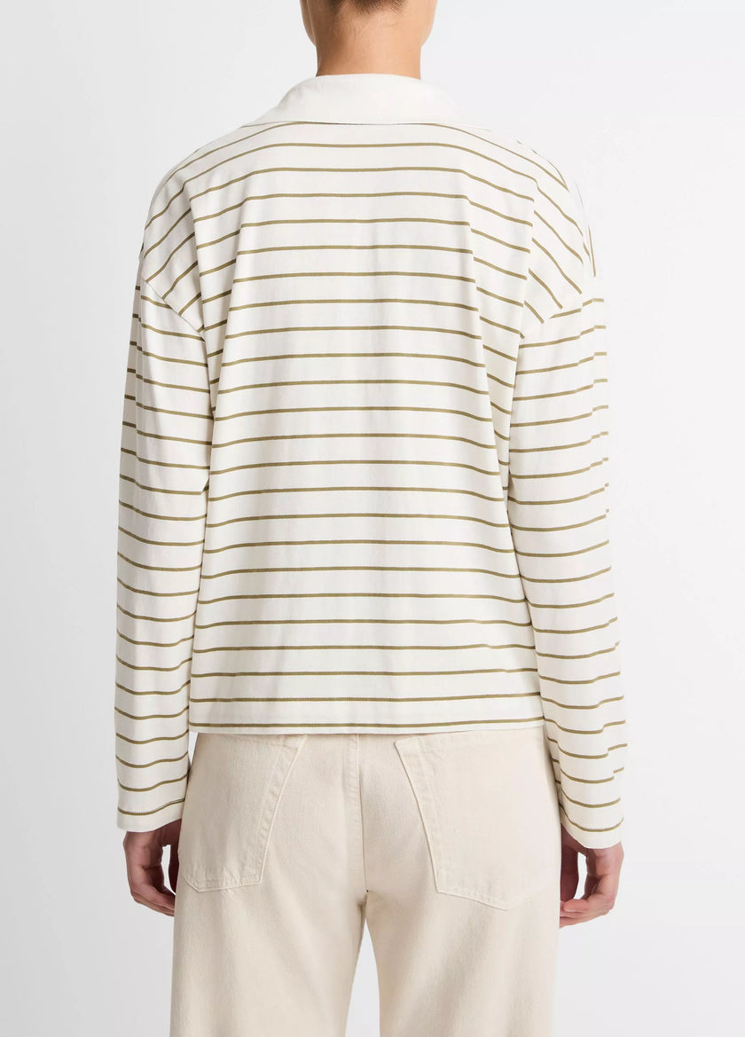 STRIPED COTTON LONG SLEEVE POLO SHIRT
