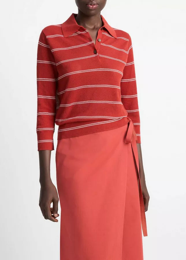 STRIPED ITALIAN COTTON PIQUE POLO SHIRT