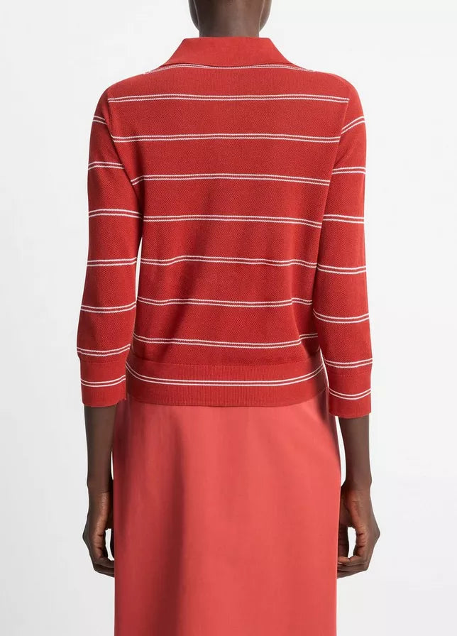 STRIPED ITALIAN COTTON PIQUE POLO SHIRT