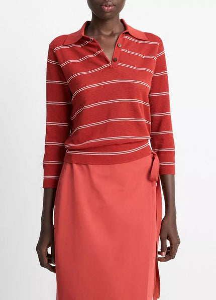STRIPED ITALIAN COTTON PIQUE POLO SHIRT