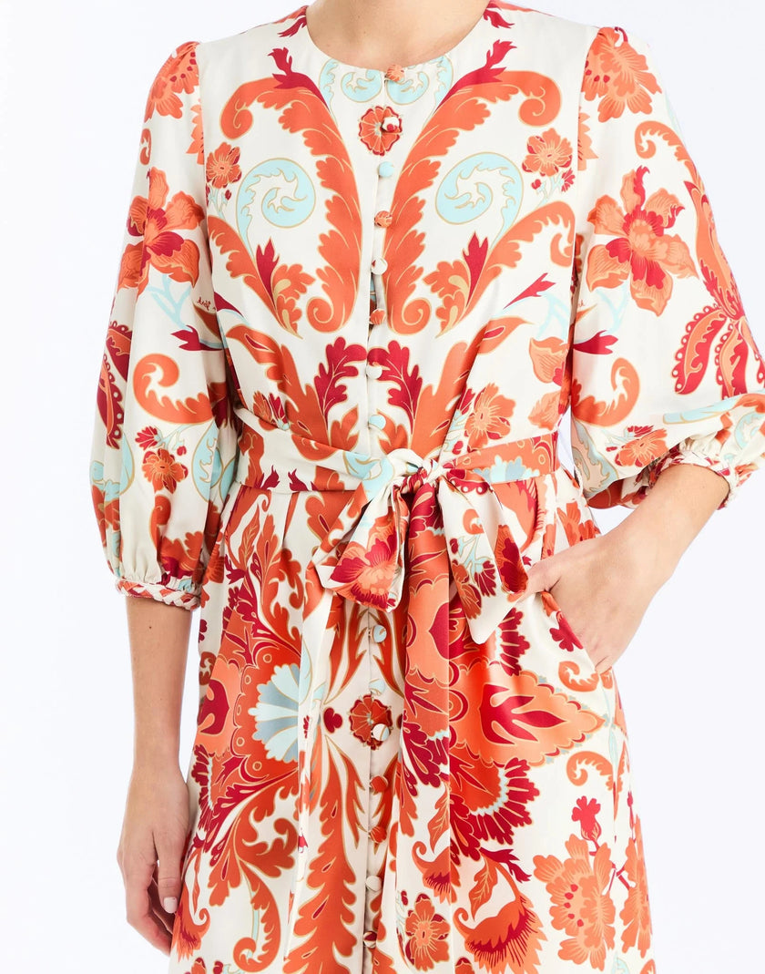 SUZANNA MIDI DRESS IN ROSSA WALTZ