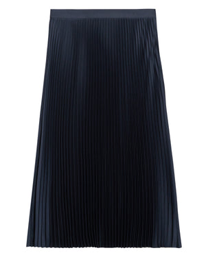 PLEATED MIDI SKIRT IN TEXTURED SATIN