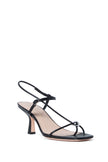 TRIANA BLACK LEATHER MID HEEL SANDAL