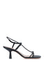TRIANA BLACK LEATHER MID HEEL SANDAL