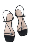 TRIANA BLACK LEATHER MID HEEL SANDAL