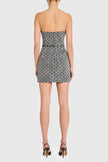 PUZZLE STRAPLESS MINI DRESS IN POLKA DOT TWEED