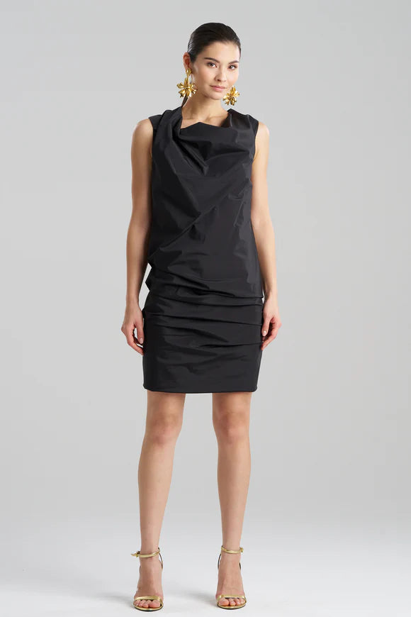 TECHNO POPLIN ASYMMETRICAL ORIGAMI  DRESS