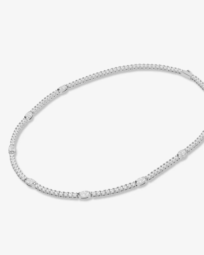 THE MAVEN TENNIS NECKLACE 16IN SILVER