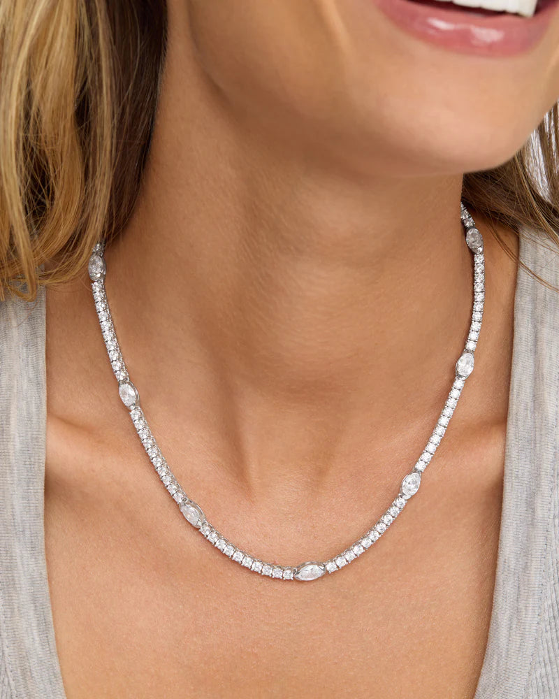 THE MAVEN TENNIS NECKLACE 16IN SILVER