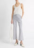 TICKING STRIPE LINEN COTTON LOW RISE CROP FLARE TROUSER