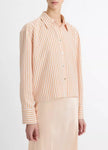 TILL STRIPE CROPPED BUTTON FRONT SHIRT