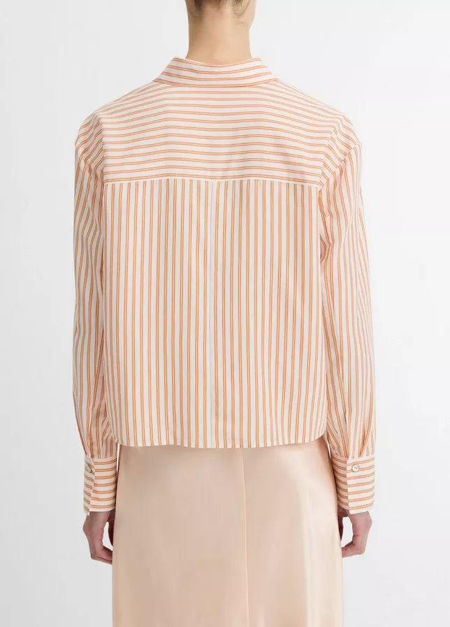 TILL STRIPE CROPPED BUTTON FRONT SHIRT