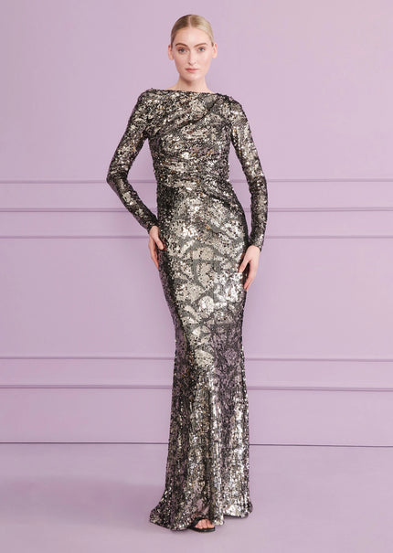 TOLGA13 COLUMN GOWN IN SOFT PAILLETTES