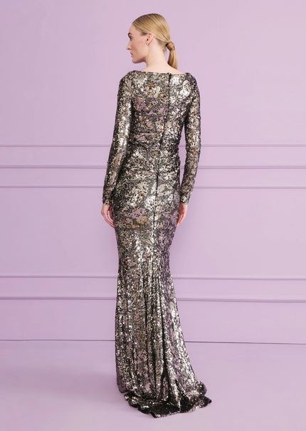 TOLGA13 COLUMN GOWN IN SOFT PAILLETTES