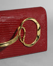 TWISTED GOLD SIDE HANDLE CLUTCH PURSE BURNT CHERRY