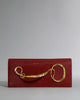 TWISTED GOLD SIDE HANDLE CLUTCH PURSE BURNT CHERRY